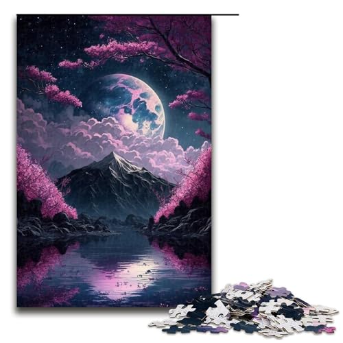 1000-teiliges Puzzle „Kirschblüten-Berg“ für Erwachsene. Holzpuzzle, das anspruchsvoll zu vervollständigen ist, Aber Spaß Macht und humorvoll ist (Größe 50 x 75 cm) von WGLINGX