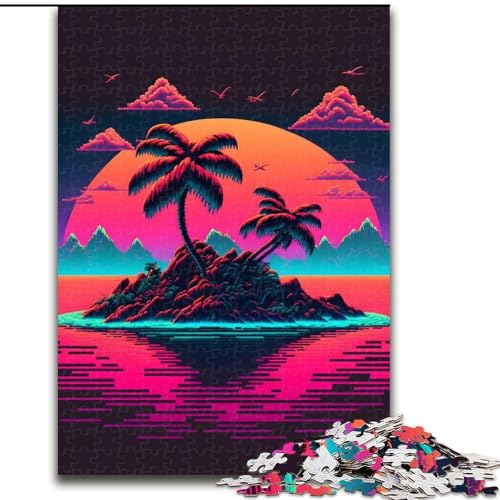 1000-teiliges Puzzle „Kleine Tropische Insel“, Holzpuzzle für Erwachsene, Kunstwerk-Dekor, Intelligenzspielzeug für Familien-Indoor-Spiele (Größe 26x38cm) von WGLINGX