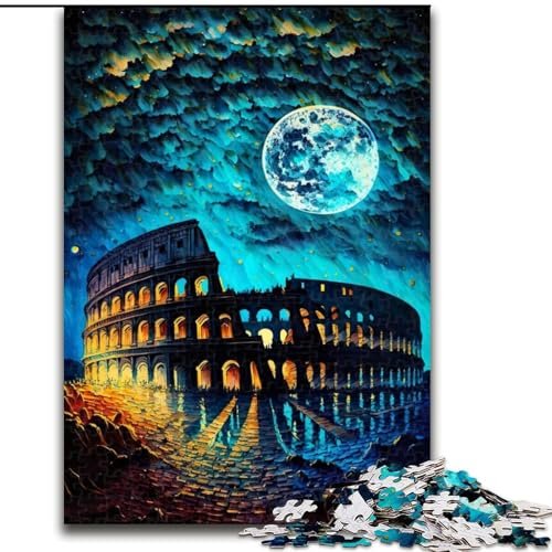 1000-teiliges Puzzle „Kolosseum von Rom“, Mal-Pappe-Puzzle für Erwachsene, Geburtstage, Feiertage und zur Heimdekoration (Größe 26x38cm) von WGLINGX