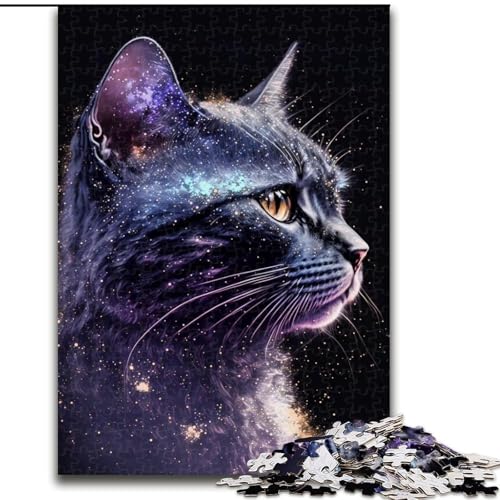 1000-teiliges Puzzle „Kosmische Nebelkatze“, Holzpuzzle für Teenager, Familien-Lernspiele, Heimdekoration, Geschenk (Größe 26x38cm) von WGLINGX
