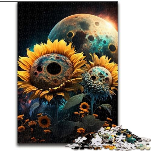 1000-teiliges Puzzle „Kosmische Sonnenblume“ für Erwachsene, 1000 Teile, Heimdekoration, Familienspaß, ab 14 Jahren (Größe 26x38cm) von WGLINGX