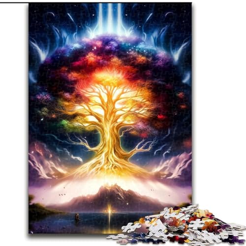 1000-teiliges Puzzle „Kosmischer Lebensbaum“, Holzpuzzle für Erwachsene, Kunstwerk-Dekor, Intelligenzspielzeug für Familien-Indoor-Spiele (Größe 50x75cm) von WGLINGX
