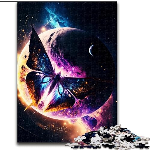1000-teiliges Puzzle „Kosmischer Nebel, Schmetterling“, Holzpuzzle, Familienaktivität, Heimdeko-Geschenk, Familienspielzeugspiel (Größe 26x38cm) von WGLINGX