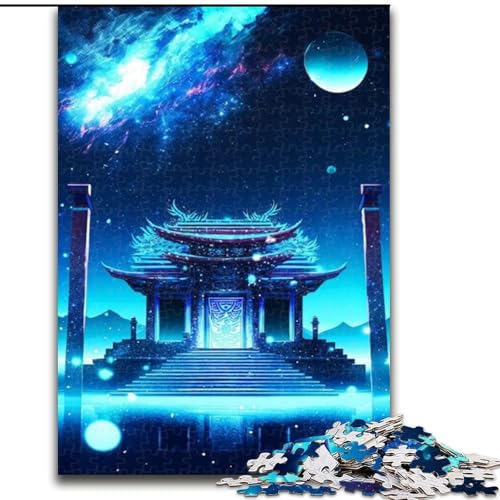 1000-teiliges Puzzle „Kosmischer japanischer Tempel“, Holzpuzzle für Teenager, Familien-Lernspiele, Heimdekoration, Geschenk (Größe 26x38cm) von WGLINGX