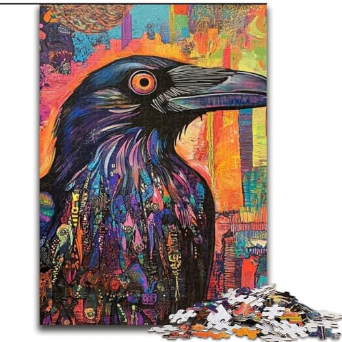 1000-teiliges Puzzle „Krähen-Graffiti“, 1000-teiliges Puzzle mit interaktivem Familienspiel, Kinder ab 14 Jahren (Größe 50x75cm) von WGLINGX