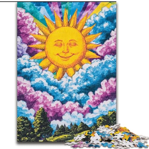 1000-teiliges Puzzle „Lächelnde Sonne“, 1000-teiliges Puzzle, Heimdekoration, Familienspaß, ab 14 Jahren (Größe 50x75cm) von WGLINGX