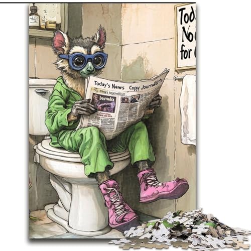 1000-teiliges Puzzle „Lemur Go Toilet“. Anspruchsvolle Puzzles fördern die Hand-Auge-Koordination, (Größe 50x75cm) von WGLINGX