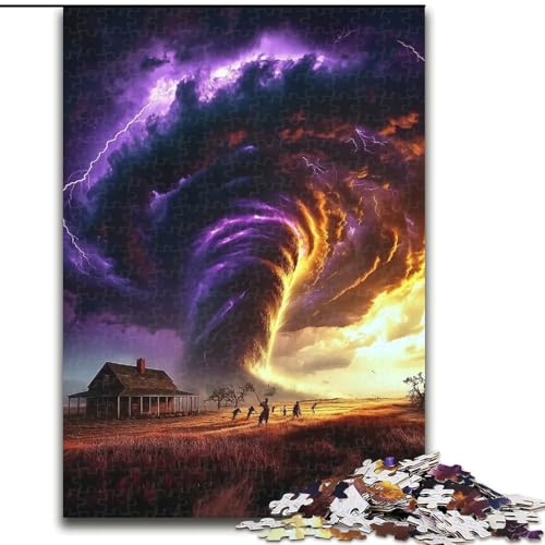 1000-teiliges Puzzle „Lila Tornado“, 1000 Teile für Erwachsene, anspruchsvolles Denkspiel für Teenager, perfekt als Heimdekoration oder Geschenk (Größe 50x75cm) von WGLINGX