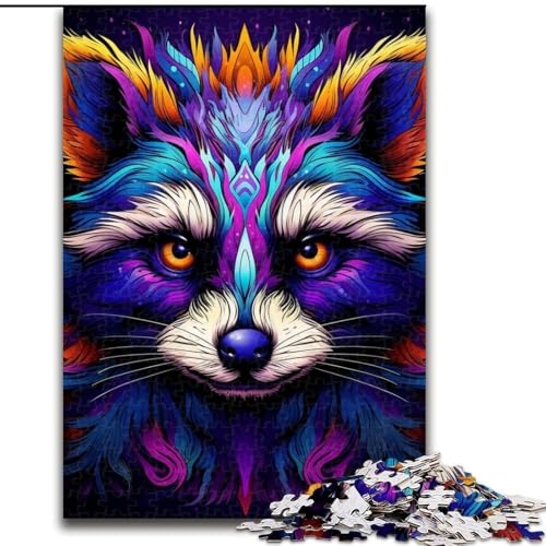1000-teiliges Puzzle „Lila Waschbär“, anspruchsvolle Puzzles, entwickelt Hand-Auge-Koordinationsfähigkeiten, (Größe 26x38cm) von WGLINGX