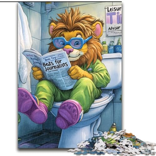 1000-teiliges Puzzle „Lion Go Toilet“, 1000-teiliges Puzzle für Erwachsene, Denkspiel für Teenager, Familienspieleabend (Größe 26x38cm) von WGLINGX