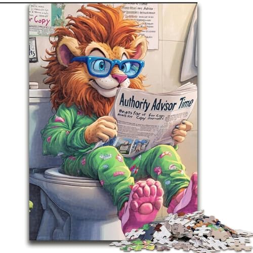 1000-teiliges Puzzle „Lion Go Toilet“, anspruchsvolle Puzzles, fördert die Hand-Auge-Koordination, (Größe 50x75cm) von WGLINGX