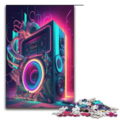 1000-teiliges Puzzle „Live-Musik, Neon“ für Erwachsene, Puzzle aus Pappe, Lernspielzeug (Größe 38 x 26 cm) von WGLINGX