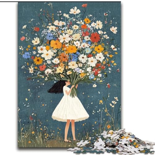 1000-teiliges Puzzle „Mädchen im weißen Kleid“, 1000 Teile für Erwachsene, anspruchsvolles Denkspiel für Teenager, perfekt als Heimdekoration oder Geschenk (Größe 50x75cm) von WGLINGX