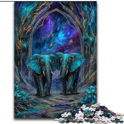 1000-teiliges Puzzle „Magischer Elefant“, Puzzles mit 1000 Teilen für Erwachsene, Teenager, Stressabbau, Cooles einzigartiges Geschenk für die Familie (Größe 26x38cm) von WGLINGX
