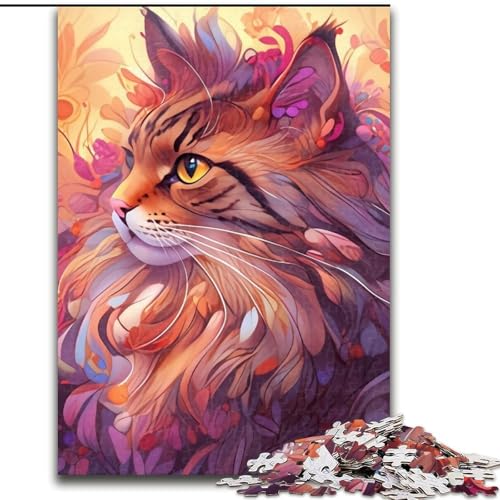 1000-teiliges Puzzle „Maine Coon“, Holzpuzzle, anspruchsvolles DIY-Denkspiel, interaktive Familienaktivität (Größe 38x26cm) von WGLINGX