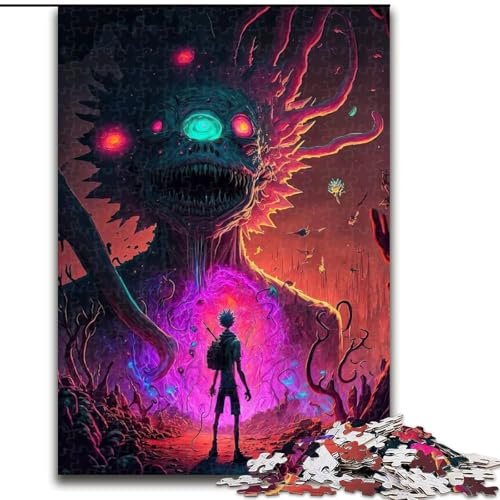 1000-teiliges Puzzle „Monster World“, anspruchsvolles Puzzle, interaktives Familienspiel, Heimdekoration zum Selbermachen, anspruchsvolles Denksport-Geschenk (Größe 50x75cm) von WGLINGX