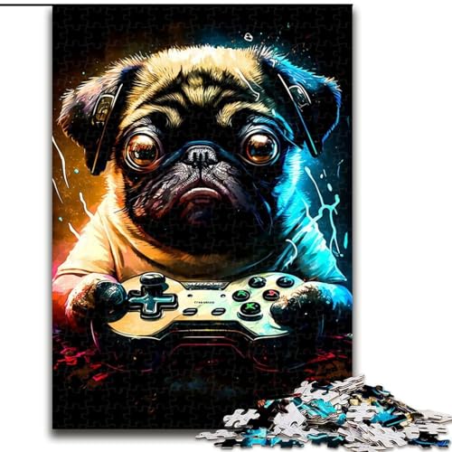 1000-teiliges Puzzle „Mops-Spielkonsolenspiel“, 1000 Teile, anspruchsvolles Denkspiel für Teenager und Familien, Größe 26x38cm 1000-teiliges Puzzle „Mops-Spielkonsolenspiel“, 1000 Teile, anspruchsvolles Denkspiel für Teenager und Familien, Größe 26x38cm von WGLINGX