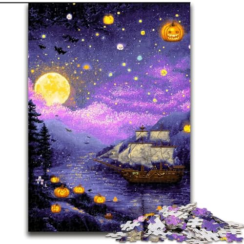 1000-teiliges Puzzle „Nachthimmel“, 1000-teiliges Puzzle, geeignet für Geburtstage, Halloween, Thanksgiving, Ostern (Größe 50x75cm) von WGLINGX
