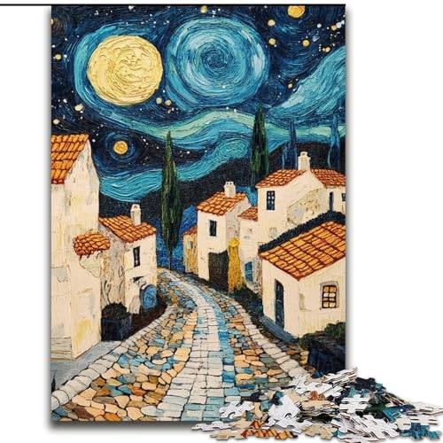 1000-teiliges Puzzle „Nachthimmel-Haus“, 1000-teiliges Puzzle, Heimdekoration, Familienspaß, ab 14 Jahren (Größe 50x75cm) von WGLINGX