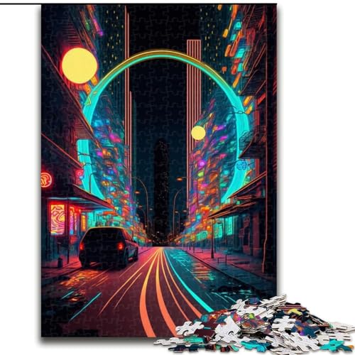 1000-teiliges Puzzle „Neonlicht-Straße“, 1000 Teile, anspruchsvolles Denkspiel für Teenager und Familien, Größe 50x75cm von WGLINGX