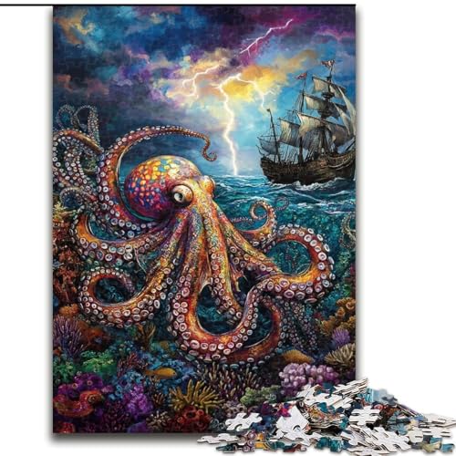 1000-teiliges Puzzle „Ozean-Oktopus“, 1000-teiliges Puzzle, Heimdekoration, Familienspaß, ab 14 Jahren (Größe 50x75cm) von WGLINGX