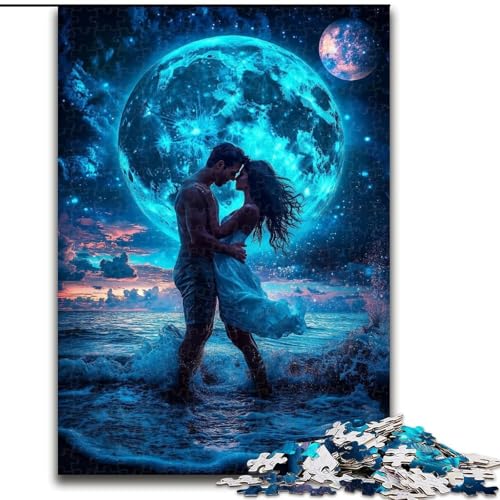 1000-teiliges Puzzle „Paar unter dem Mond“, 1000-teiliges Puzzle, Heimdekoration, Familienspaß, ab 14 Jahren (Größe 26x38cm) von WGLINGX