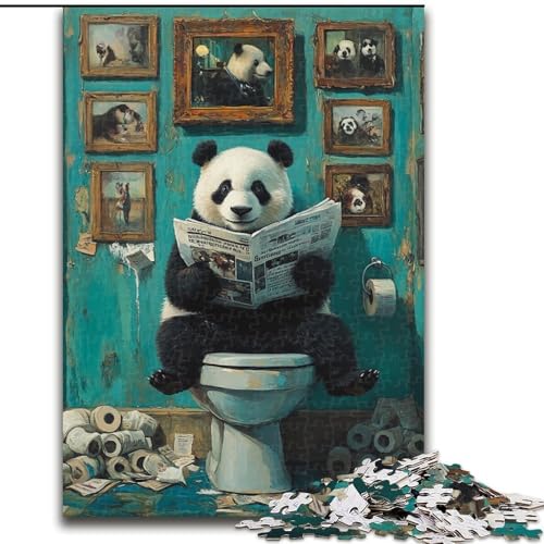 1000-teiliges Puzzle „Panda Go Toilet“, schwierige Puzzles für Erwachsene, Geburtstage, Feiertage und als Heimdekoration (Größe 26x38cm) von WGLINGX