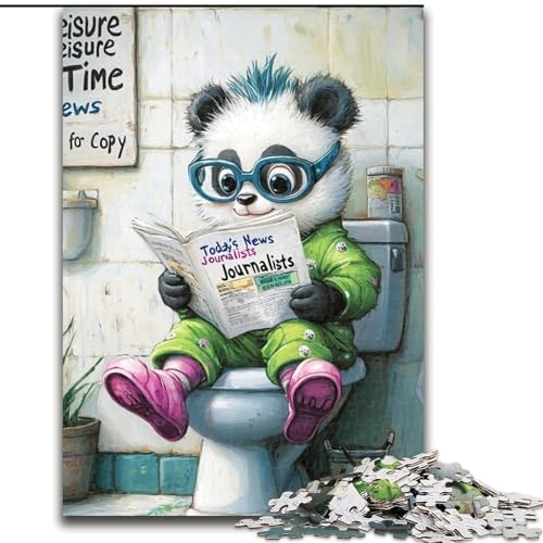 1000-teiliges Puzzle „Panda Go Toilet“ für Erwachsene, 1000 Teile, Heimdekoration, Familienspaß, ab 14 Jahren (Größe 26x38cm) von WGLINGX