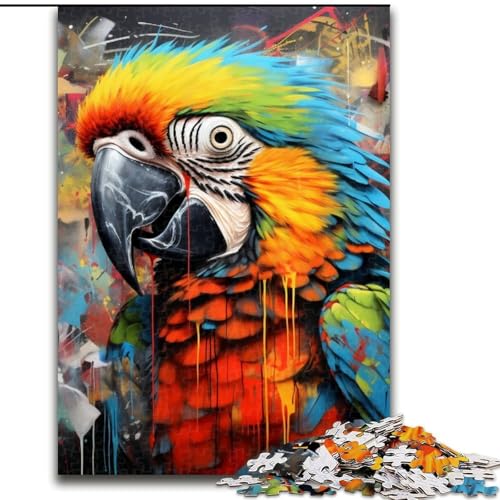 1000-teiliges Puzzle „Papagei-Graffiti“, 1000-teiliges Puzzle für Erwachsene, Denkspiel für Teenager, Familienspieleabend (Größe 50x75cm) von WGLINGX