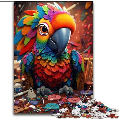 1000-teiliges Puzzle „Papagei“ aus Pappe, Puzzle für Erwachsene, bunt, lustig, herausfordernd und knifflig (Größe 26x38cm) von WGLINGX