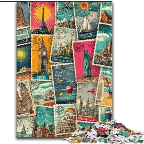 1000-teiliges Puzzle „Paris Collage“, 1000-teiliges Puzzle, Aktivität zur Stärkung der Familienbindung, einzigartiges Geschenk für Feiertage und Geburtstage (Größe 26x38cm) von WGLINGX