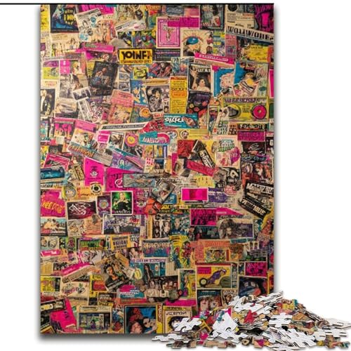 1000-teiliges Puzzle „Pariser Briefmarken-Collage“, Puzzles mit 1000 Teilen für Erwachsene, Teenager, Stressabbau, Cooles einzigartiges Geschenk für die Familie (Größe 50x75cm) von WGLINGX