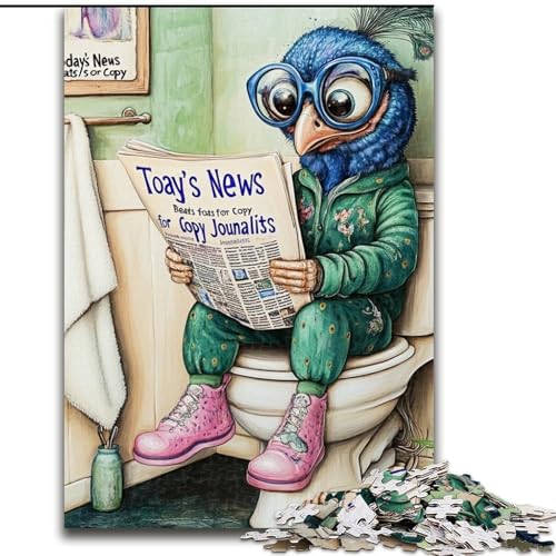 1000-teiliges Puzzle „Peacock Go Toilet“, 1000 Teile, Geburtstage, Feiertage, Weltraumparty-Dekorationen (Größe 26x38cm) von WGLINGX