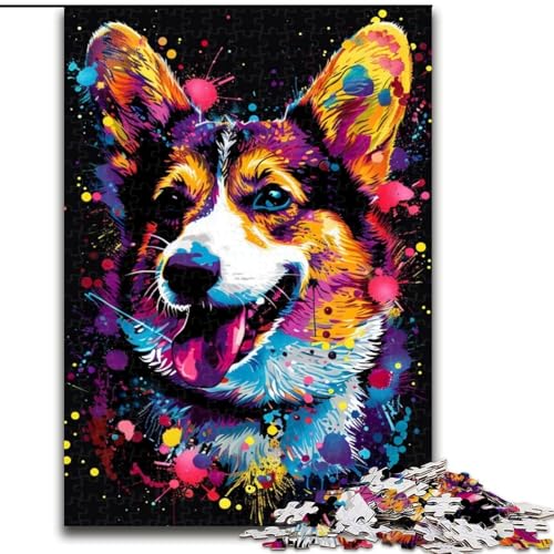 1000-teiliges Puzzle „Pembroke Welsh Corgi“, Holzpuzzle, interaktives Familienspiel, Denksportaufgabe, Geschenk, Lernspielzeug (Größe 38x26cm) von WGLINGX