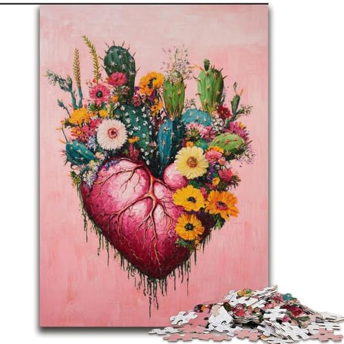 1000-teiliges Puzzle „Pflanzenherz“, 1000-teiliges Puzzle, Heimdekoration, Familienspaß, ab 14 Jahren (Größe 26x38cm) von WGLINGX