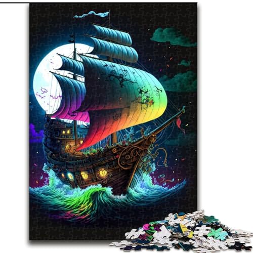 1000-teiliges Puzzle „Piratenschiff“, buntes Puzzle, 1000 Teile, anspruchsvolles Denkspiel für Teenager und Familien, Größe 50x75cm von WGLINGX