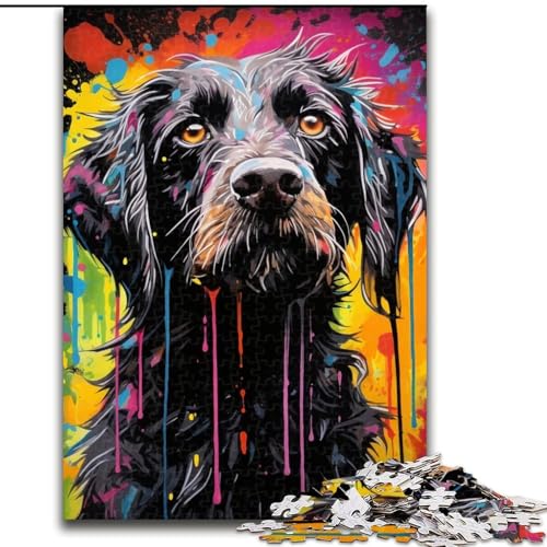 1000-teiliges Puzzle „Psychedelic Poodle“ aus Pappe Geburtstage, Weihnachten, Halloween, Thanksgiving, Ostern (Größe 26x38cm). von WGLINGX