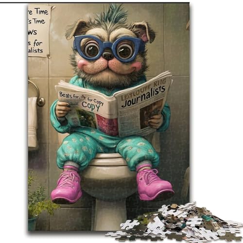 1000-teiliges Puzzle „Pug Go Toilet“ aus Pappe. Anspruchsvolles DIY-Denkspiel, interaktive Familienaktivität (Größe 26x38cm) von WGLINGX