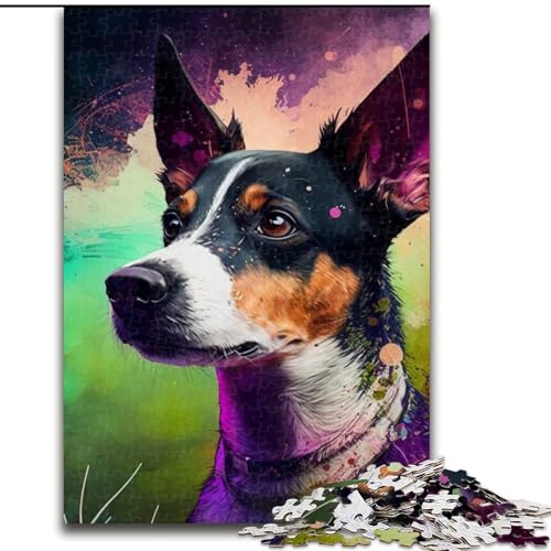 1000-teiliges Puzzle „Rat Terrier“, Papppuzzle für Erwachsene mit interaktivem Familienspiel, Kinder ab 14 Jahren (Größe 26x38cm) von WGLINGX