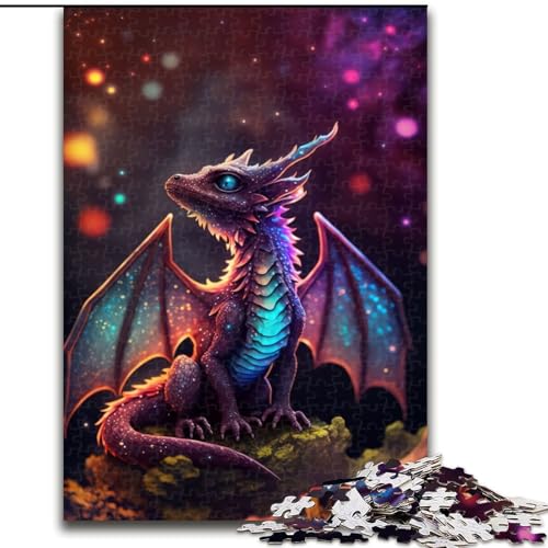 1000-teiliges Puzzle „Regenbogen-Drachenjunges“, Holzpuzzle für Erwachsene, Kunstwerk-Dekor, Intelligenzspielzeug für Familien-Indoor-Spiele (Größe 26x38cm) von WGLINGX