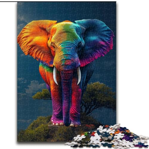 1000-teiliges Puzzle „Regenbogen-Elefant“, 1000-teiliges Puzzle, Heimdekoration, Familienspaß, ab 14 Jahren (Größe 26x38cm) von WGLINGX