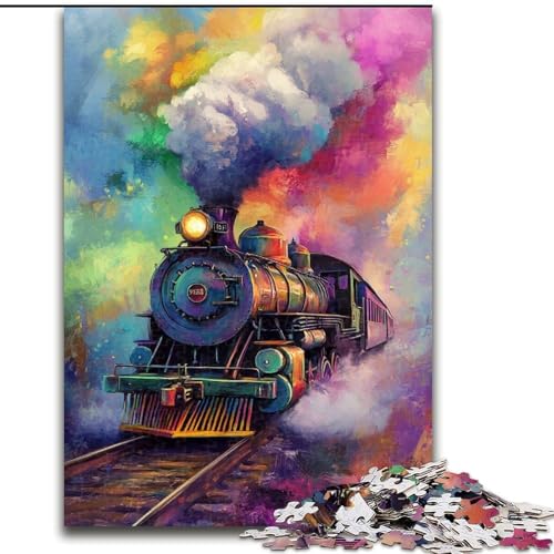 1000-teiliges Puzzle „Regenbogenzug“, 1000 Teile für Erwachsene, anspruchsvolles Denkspiel für Teenager, Spaß für die ganze Familie, DIY-Geschenk zur Heimdekoration (Größe 50x75cm) von WGLINGX