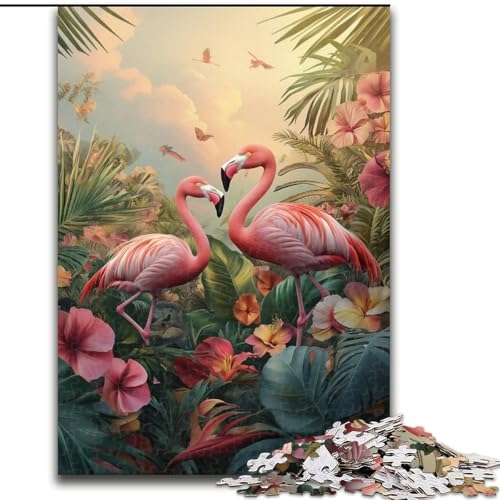 1000-teiliges Puzzle „Regenwald-Flamingo“, 1000-teiliges Puzzle, Heimdekoration, Familienspaß, ab 14 Jahren (Größe 50x75cm) von WGLINGX