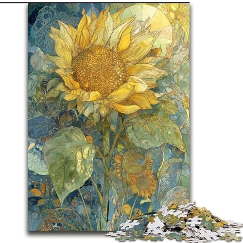 1000-teiliges Puzzle „Retro-Sonnenblumen“, 1000-teiliges Puzzle, Heimdekoration, Familienspaß, ab 14 Jahren (Größe 26x38cm) von WGLINGX