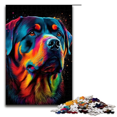 1000-teiliges Puzzle „Rottweiler“, buntes Hundepuzzle für Holzpuzzle, Lernspielzeug (Größe 50 x 75 cm) von WGLINGX