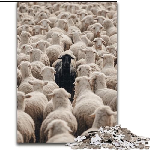 1000-teiliges Puzzle „Schaf“, 1000-teiliges Puzzle, geeignet für Geburtstage, Halloween, Thanksgiving, Ostern (Größe 50x75cm) von WGLINGX
