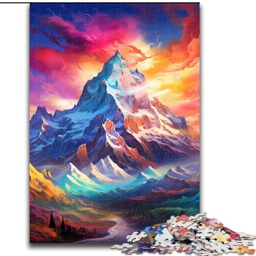 1000-teiliges Puzzle „Schneeberg“, Holzpuzzle, interaktives Familienspiel, Denksportaufgabe, Geschenk, Lernspielzeug (Größe 38x26cm) von WGLINGX