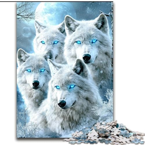 1000-teiliges Puzzle „Schneewolf“, 1000-teiliges Puzzle, Denkspiel für Teenager, Spieleabend mit der Familie (Größe 26x38cm) von WGLINGX
