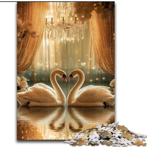 1000-teiliges Puzzle „Schwanenpaar“, 1000-teiliges Puzzle mit interaktivem Familienspiel, Kinder ab 14 Jahren (Größe 50x75cm) von WGLINGX