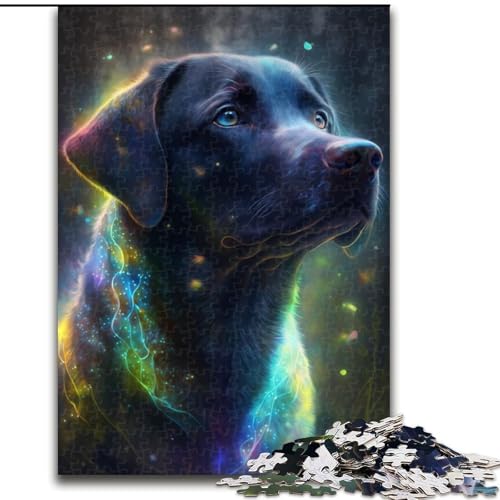 1000-teiliges Puzzle „Schwarzer Labrador“, 1000-teiliges Puzzle mit interaktivem Familienspiel, Kinder ab 14 Jahren, Größe 50x75cm von WGLINGX